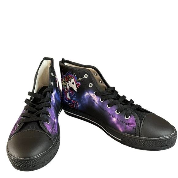 purple tie dye with unicorn high top lace up sneaker. Size women’s 10 - Picture 5 of 9